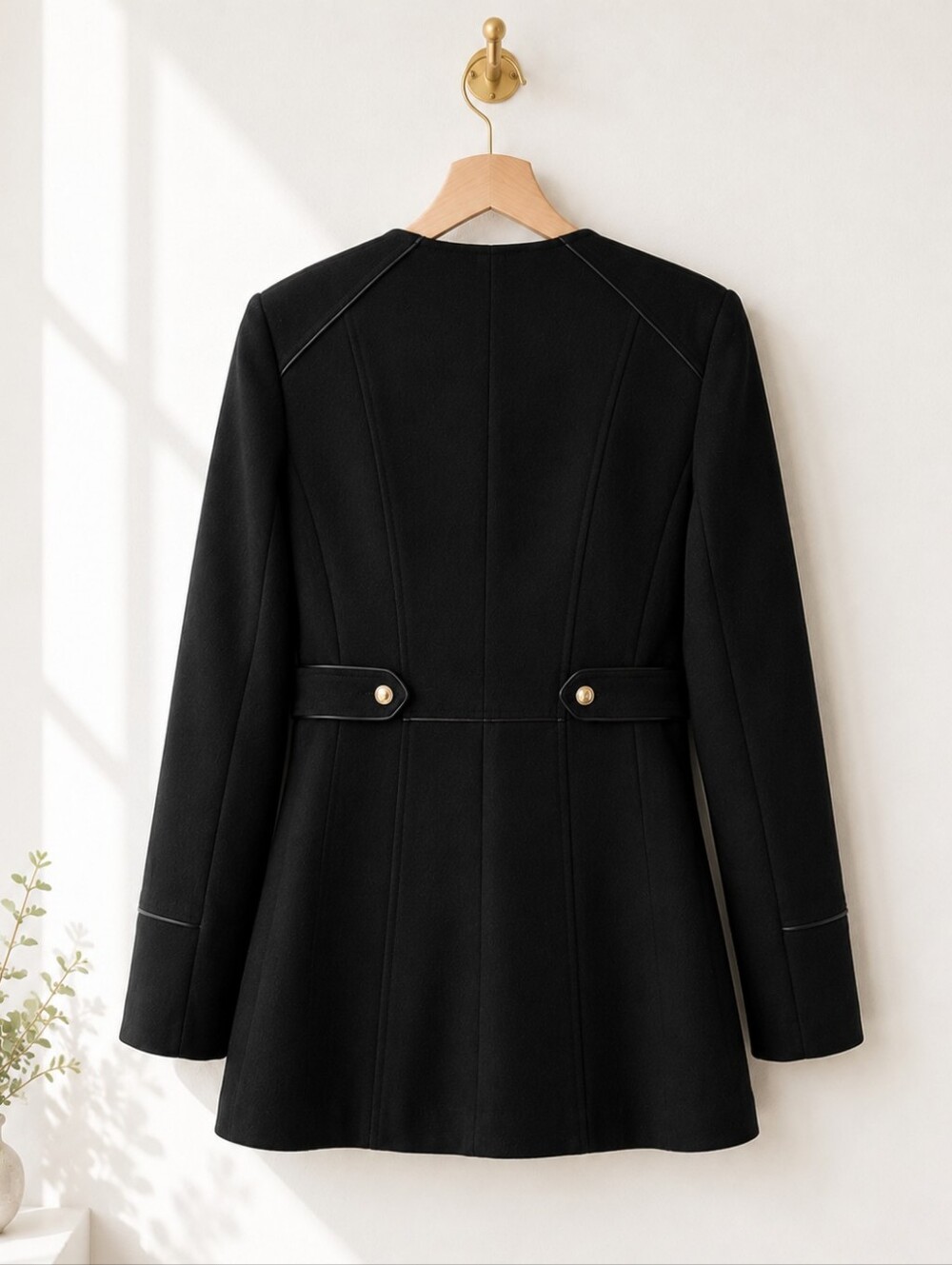 White House Black Market | Black Zip Front Jacket Gold Button Detail | Size: XS - Picture 6 of 9